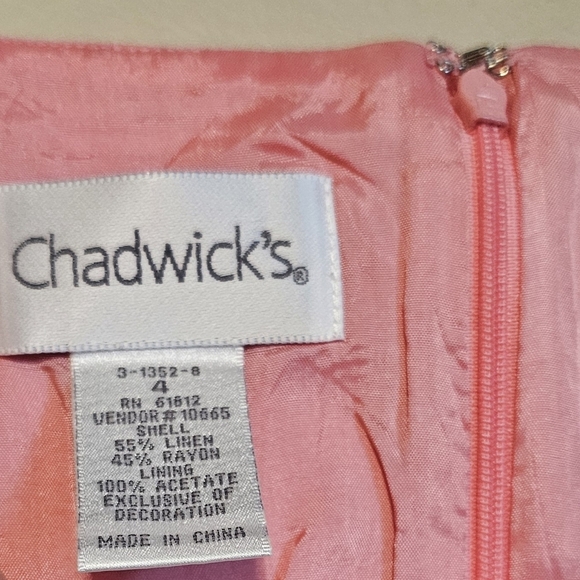 Chadwick's Linen Blend Embroidered Dress Women's Size 4 Floral Pink Sleeveless - Picture 5 of 7